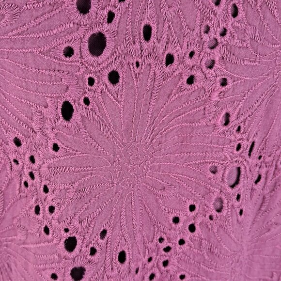 Free People Daisy Jane Size Medium Embroidered Eyelet Bomber Jacket Raspberry - Picture 11 of 16